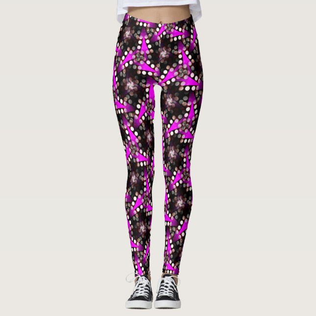 Funky Noir Hot Pink Leggings connexes Psydefx ♥ (Devant)