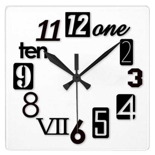 Funky Numbra Square Wall Clocks | Zazzle