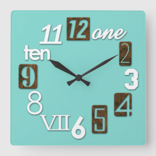 Funky Numbra Square Wall Clocks
