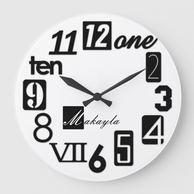 Funky Numbra Square Wall Clocks - personalized (Front)