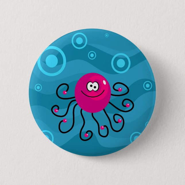 Funky Octopus 2 Inch Round Button (Front)