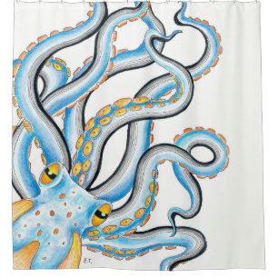 Funky Octopus Ink Blue Orange