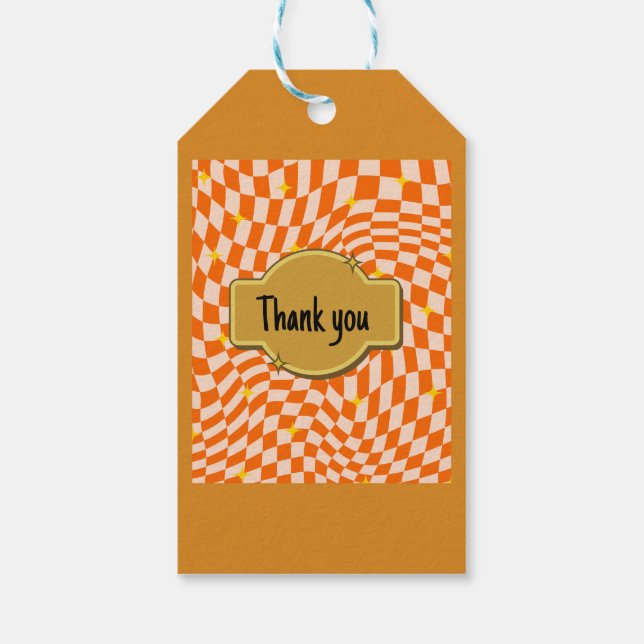 funky orange design gift tags (Back)