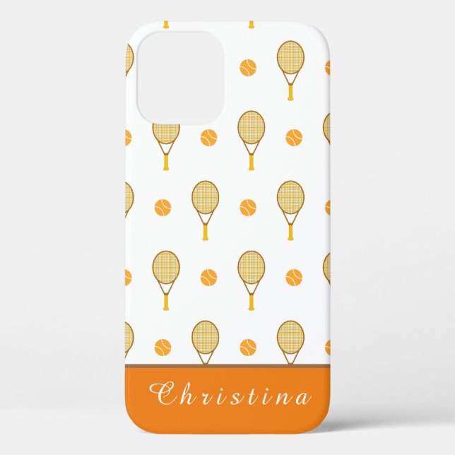 Funky Orange Tennis Fun Kids Personalized Player Case-Mate iPhone Case (Back)