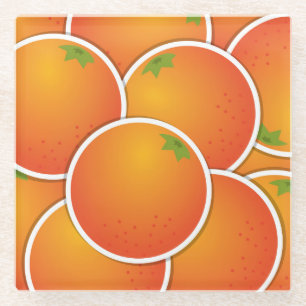 Funky oranges glass coaster