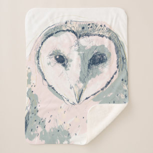 Funky Owl Portrait Sherpa Blanket