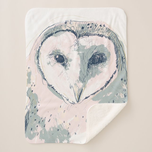 Funky Owl Portrait Sherpa Blanket (Front)