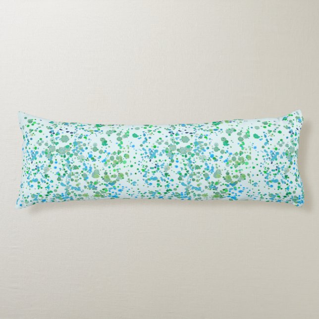 Funky Paint Splatter Blue and Green Body Pillow (Front)