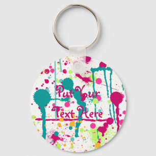 Funky Paint Splatters Keychain