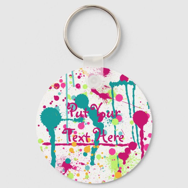 Funky Paint Splatters Keychain (Front)