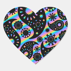 Funky Paisley Design. Heart Sticker