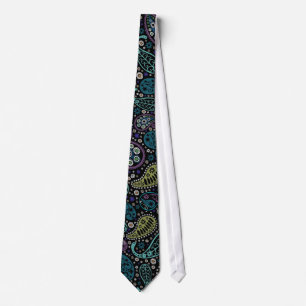 Funky Paisley Pattern in Peacock Inspired Colours Tie