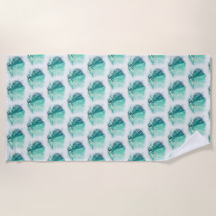 Funky Pale Green Palm Tree Leaf Beach Towel