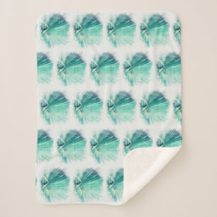 Funky Pale Green Palm Tree Leaf Drawing Blanket