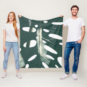 Funky Pale Green Swiss Cheese Plant Fleece Blanket