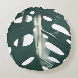 Funky Pale Green Swiss Cheese Plant Round Pillow