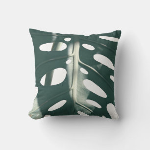 Funky Pale Green Swiss Cheese Plant Throw Pillow