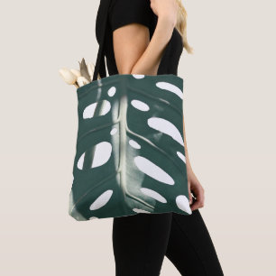 Funky Pale Green Swiss Cheese Plant Tote Bag