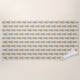 Funky Pale Green Yellow Pineapple Beach Towel