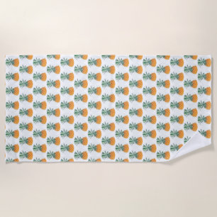 Funky Pale Green Yellow Pineapple Beach Towel