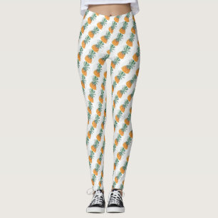 Funky Pale Green Yellow Yummy Pineapple Leggings