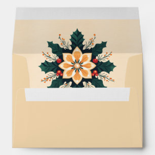 Funky Pale Yellow Orange and Green Poinsettia Envelope