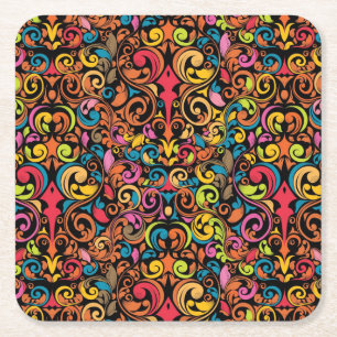 Funky pattern square paper coaster