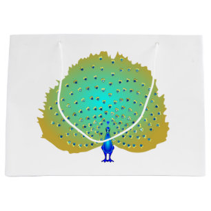 funky Peacock hearts design Large Gift Bag