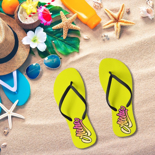 Funky Peridot | Golden Yellow Aloha Beach Flip Flops (Creator Uploaded)