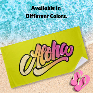 Funky Peridot Golden Yellow Aloha Beach Towel