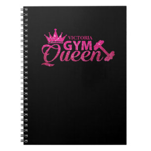 Funky Personalised Hot Pink Faux Glitter Gym Queen Notebook