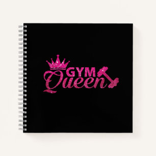 Funky Personalised Hot Pink Faux Glitter Gym Queen Notebook
