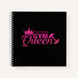 Funky Personalised Hot Pink Faux Glitter Gym Queen Notebook