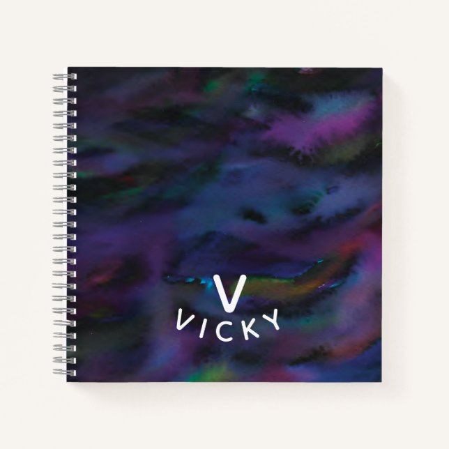 Funky personalized abstract smokey water color notebook (Front)