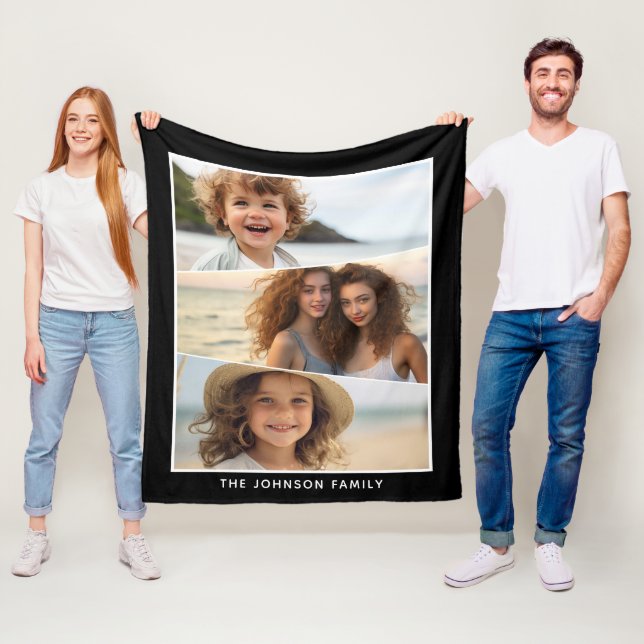 Funky Photo Collage Colour Block Diagonal Lines Fleece Blanket (In Situ)