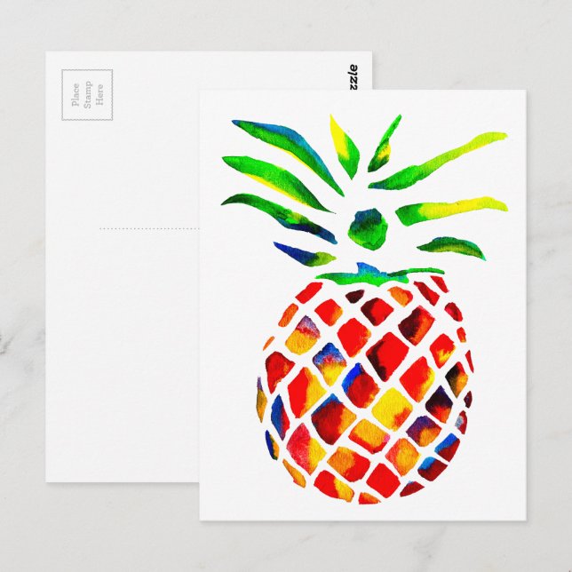 Funky pineapple art postcard (Front/Back)