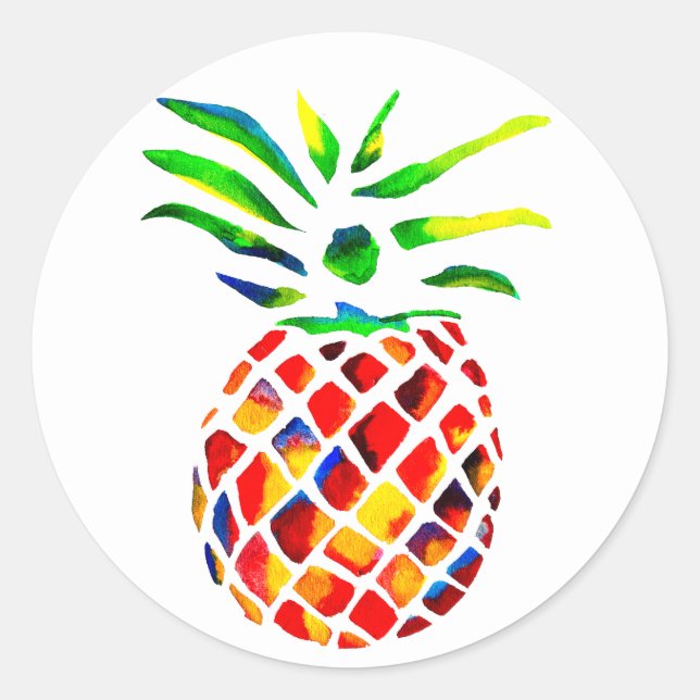Funky pineapple cool art classic round sticker (Front)