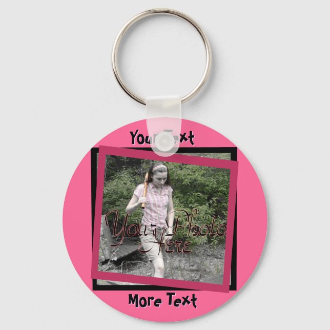 Funky Pink and Black Frame Keychain (Front)