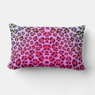 Funky pink and orange leopard cheetah pattern lumbar pillow