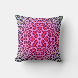 Funky pink and orange leopard cheetah pattern throw pillow
