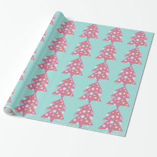 Funky Pink Christmas Tree Wrapping Paper