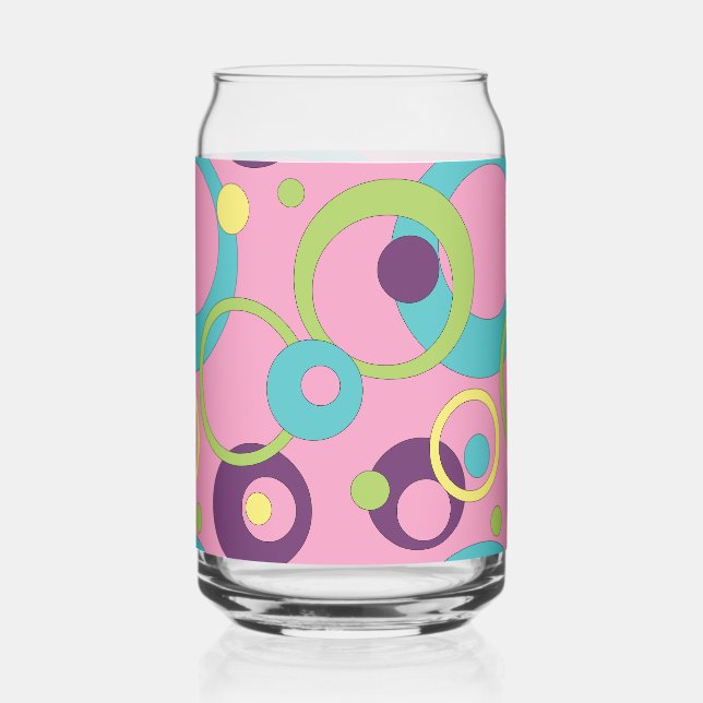 Funky Pink Circles Can Glass (Front)