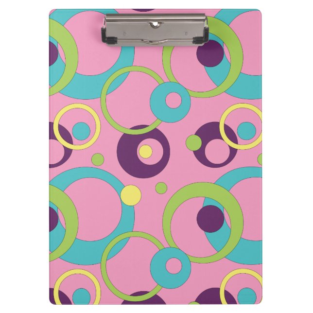 Funky Pink Circles Clipboard (Front)