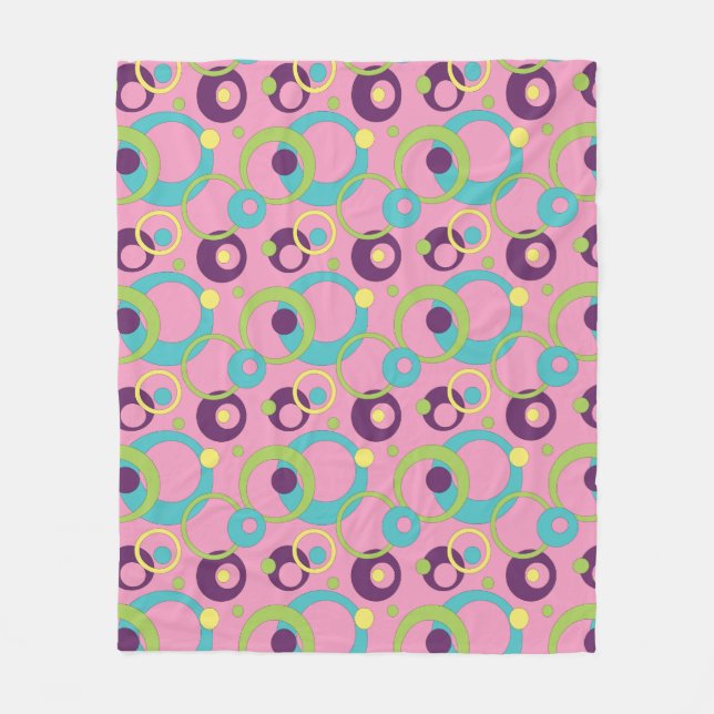 Funky Pink Circles Fleece Blanket (Front)