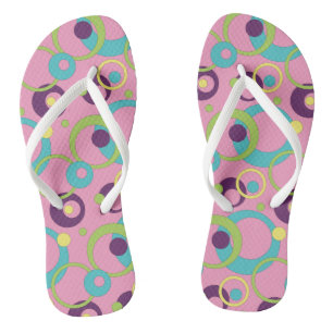 Funky Pink Circles Flip Flops