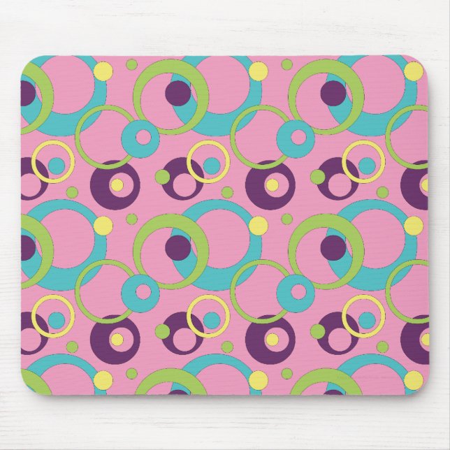 Funky Pink Circles Mousepad (Front)