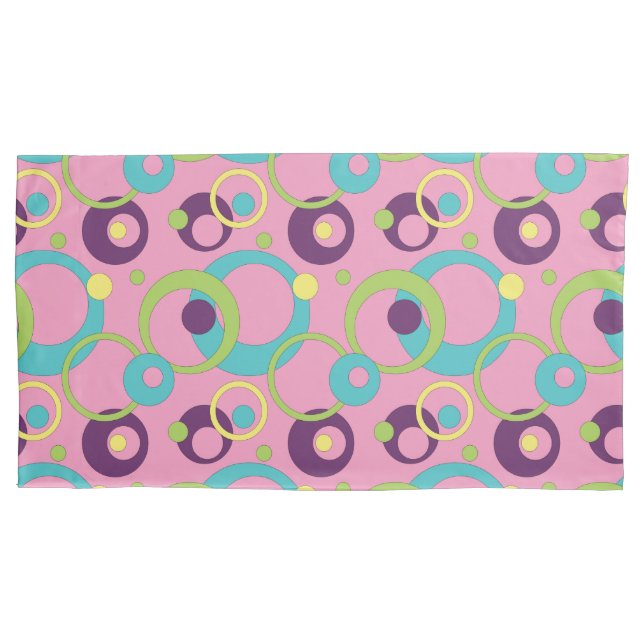 Funky Pink Circles Pillow Case (Front)