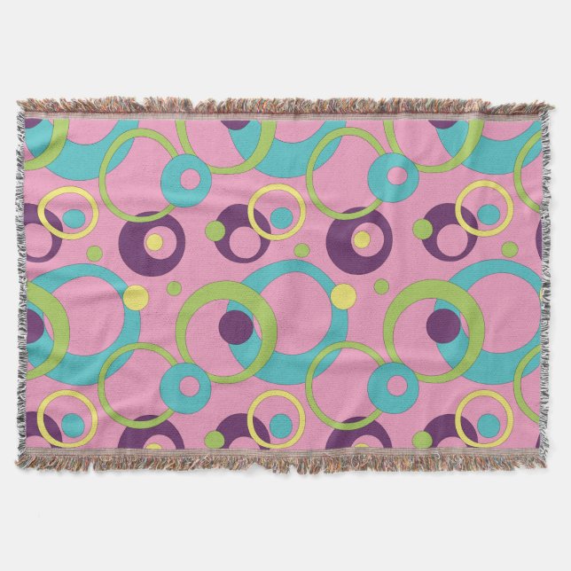 Funky Pink Circles Throw Blanket (Front)
