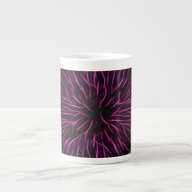 Funky Pink Fire Flower Abstract Bone China Mug (Front)