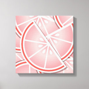 Funky pink grapefruit wedges canvas print